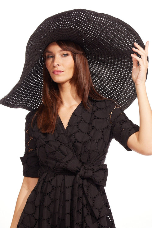 Oversized Floppy Brim Sun Hat - Black